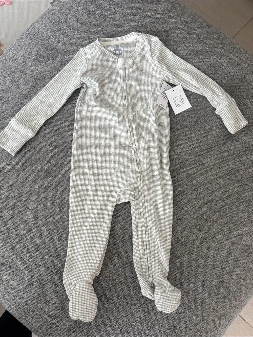 GAP Light Gray Waffle Footed One-Piece